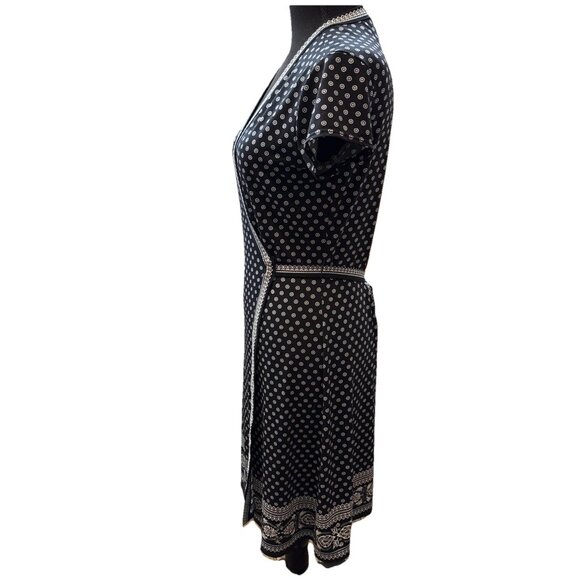 Max Studio True Wrap Dress Short Sleeve Blue & White Size Small V-Neck - Picture 2 of 6